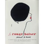 Rene Gruau, Le Rouge Baiser, offset lithograph fashion poster, unframed, H.70cm W.49cm