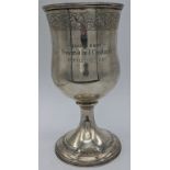 A George III Scottish silver goblet by John McDonald, gilt interior, engraving from a presentation