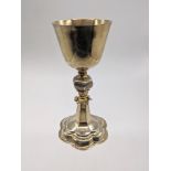 A 17th century German silver chalice, Augsburg marks, 296g, H.20.5cm