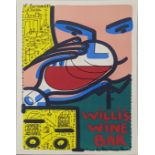 After Francois Boisrand, Willis Wine Bar, offset lithograph poster, 67cm x 45cm