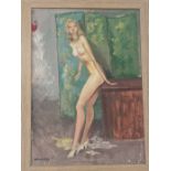 Marc-Olivier Gregoire (French, 1897-1991), nude study, oil on canvas, signed lower left, H.46cm W.