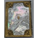 A 19th century silver gilt and mother of pearl aide-memoire, 10.5cm x 7.5cm