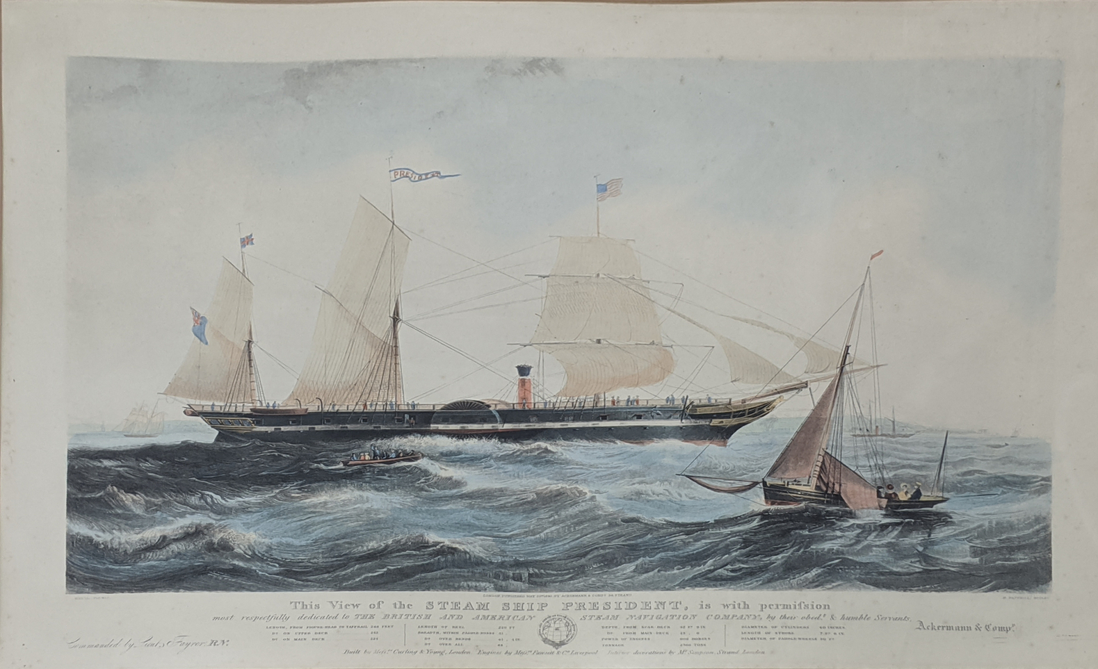 Henry Papprill (19th century American), View of the Steam Ship President, engraving, published by - Image 4 of 5