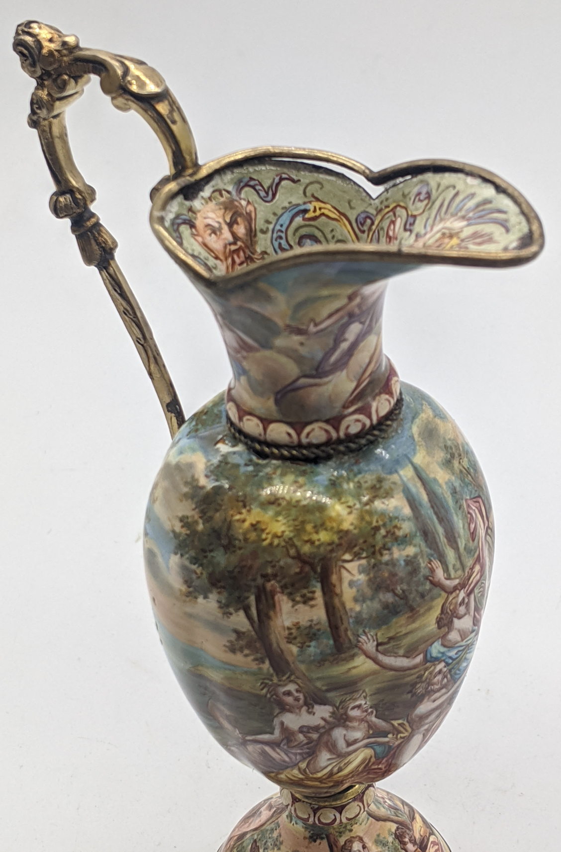 A Viennese silver and enamelled miniature jug, scenes of cherubs and gods, H.13cm - Image 5 of 5