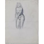 Augustus Edwin John (British, 1878-1961), Anne Fowler nude study, ink and pencil drawing, signed