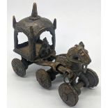 A 19th century bronze Indian Hindu temple toy, Ghora and Rath, India 1880-1920, H.9.5cm L.11cm
