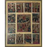 A large Russian icon depicting The Anastasis with 12 other scenes from the Life of Christ, 69cm x