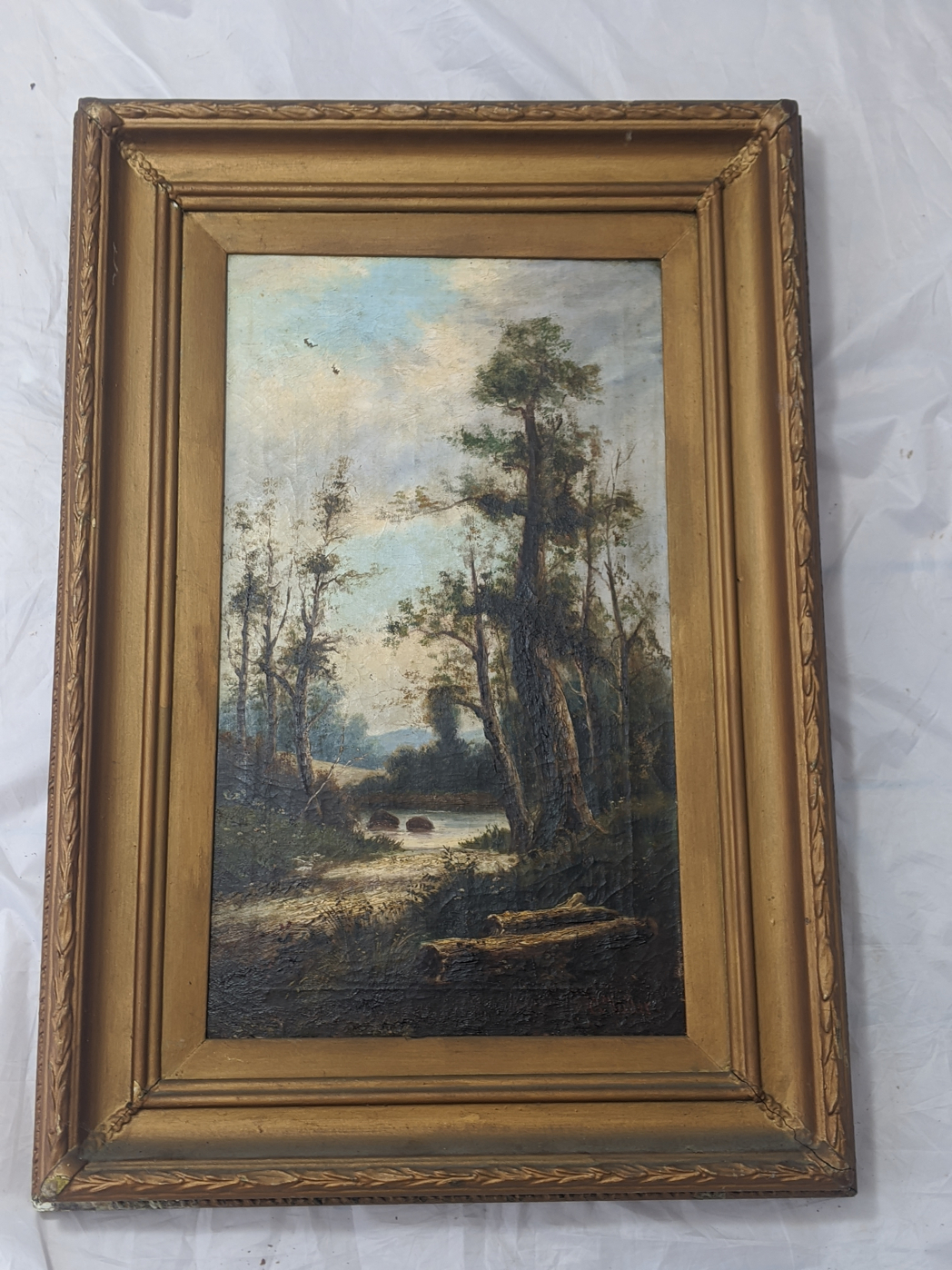 G.Muller (Late19th century Continental), a forestry scene, oil on canvas, signed lower right, H.61cm - Image 3 of 3