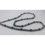 A Middle Eastern silver and malachite necklace