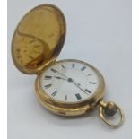 An 18ct gold pocket watch by Beely & Sons of London & Liverpool, white enamel dial with Roman