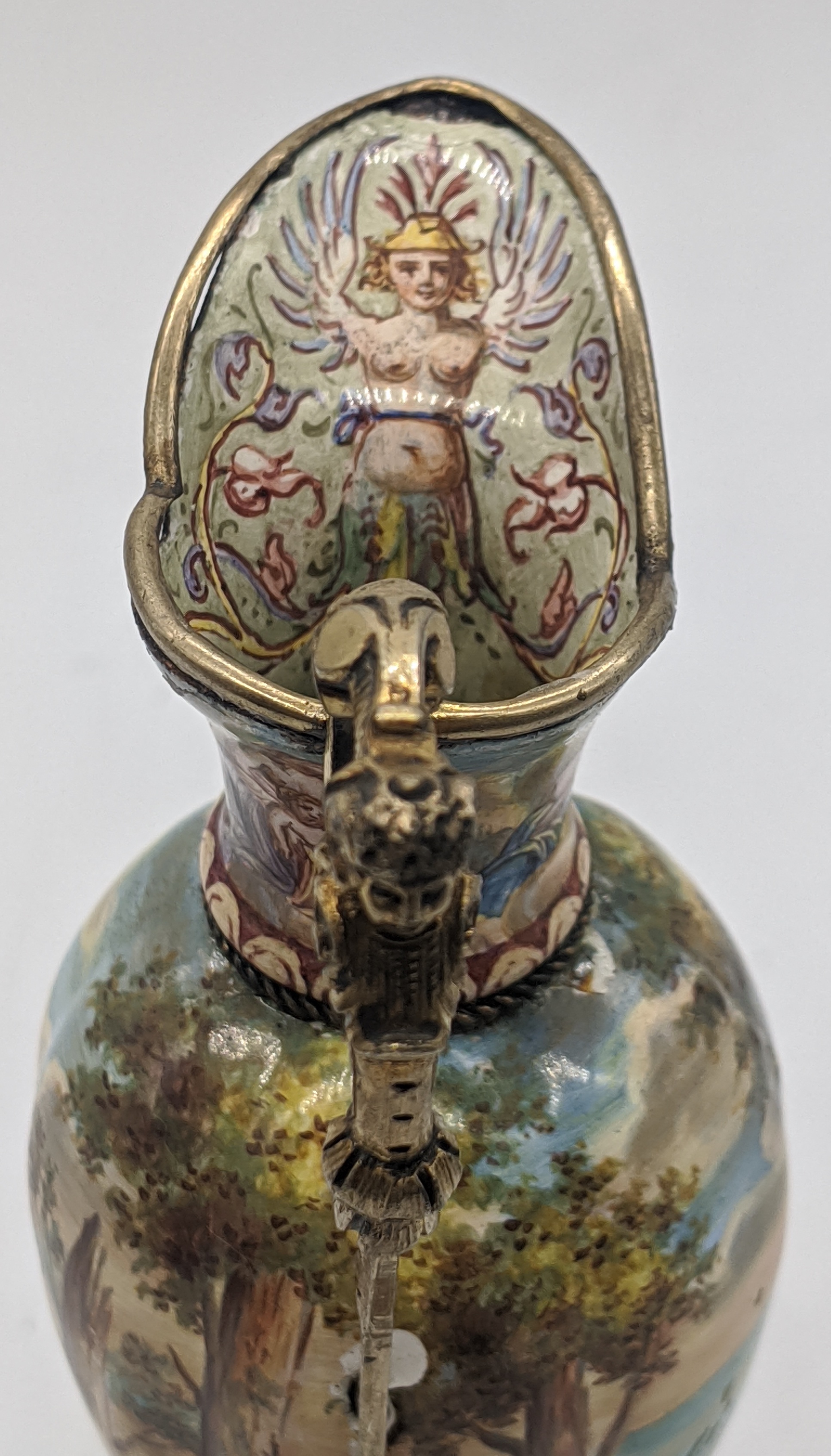 A Viennese silver and enamelled miniature jug, scenes of cherubs and gods, H.13cm - Image 4 of 5