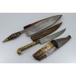 Two 19th Century Cretan daggers, first being a bone and horn folding dagger. Matted floral