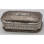 A 19th century Dutch Colonial Malay or Indonesian silver betel box, Malaysia or Indonesia, H.4cm L.