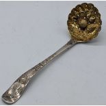 An early Georgian silver berry sifter spoon by Jeremiah Lee, 49g, L.16cm