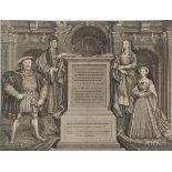 George Vertue (1684-1756), Henry VII, Henry VIII, Elizabeth of York and Jane Seymour, engraving,