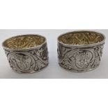 A pair of Russian silver napkins rings, monogrammed, marks to rim, 1898, Moscow or St.Petersburg,
