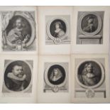 A collection of 19th portrait engravings, represses from C17th and C18th matrixes H.39cm W.28cm