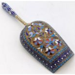 A Russian silver gilt cloisonne enamelled scoop by Gustav Klingert, late 19th century, Moscow, 37.