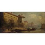 19th century Continental School, a Venetian scene, oil on canvas, unsigned, H.20.5cm W.40.5cm