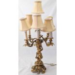 A large late 19th century French ormolu candelabra, 6 branch, converted to electric