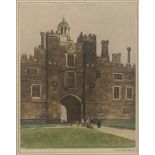Cecil Tatton Winter, The Clock Tower at Hampton Court, etching with aquatint, signed in pencil, H.