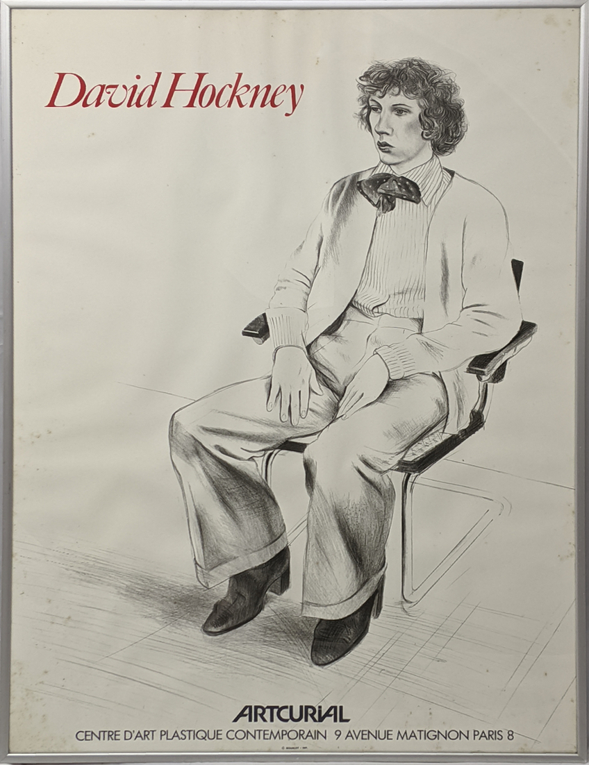 David Hockney, Artcurial lithographic exhibition poster, published by Mourlot, Paris, H.75cm W.52