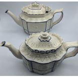 Two George III feldspathic stoneware teapots, probably Castleford, circa 1800, H.14cm L.25cm