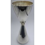 An Anglican Evangelical silver chalice, gilt middle join, the lower edge inscribed â€˜This Cup Is