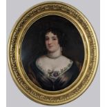 19th Century British School, a portrait of a lady, oil on canvas, feigned to oval, H.67cm