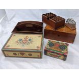 Two Swiss Bavarian wooden folk art boxes together with a collection of late 19th/early 20th