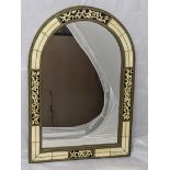 An early 20th century Middle Eastern bone inlaid wall mirror, H.67 W.46cm