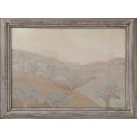 Mabel Maugham Beldy (early 20th century British), a landscape scene, mixed media, signed in pen