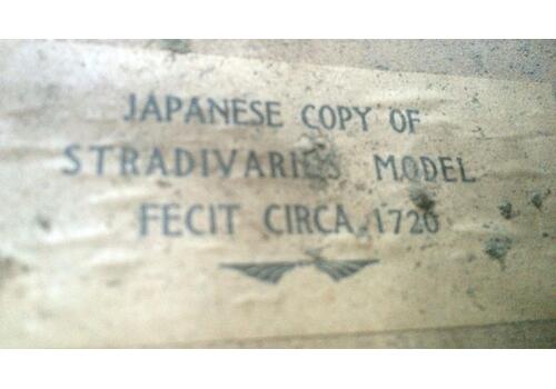 A violin bearing label -Japanese copy of Stradivarius model fecit circa 1720-, full size, together - Image 3 of 3