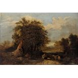 19th century British School, a Bucolic scene, oil on canvas, unsigned, H.39cm W.53cm