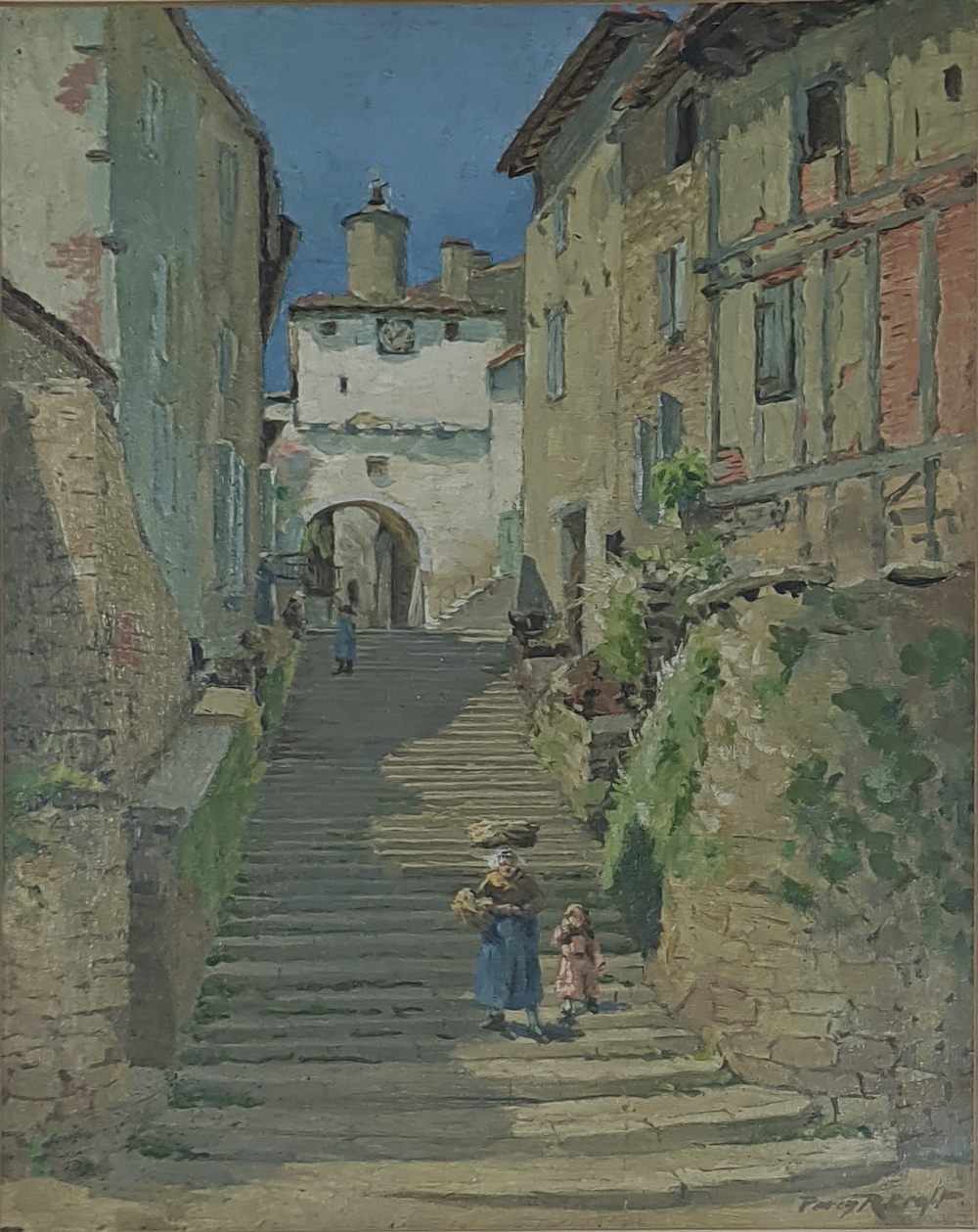 Percy Robert Craft (1856-1934), Escalier Pater Noster, Cordes, France, oil on board, signed lower