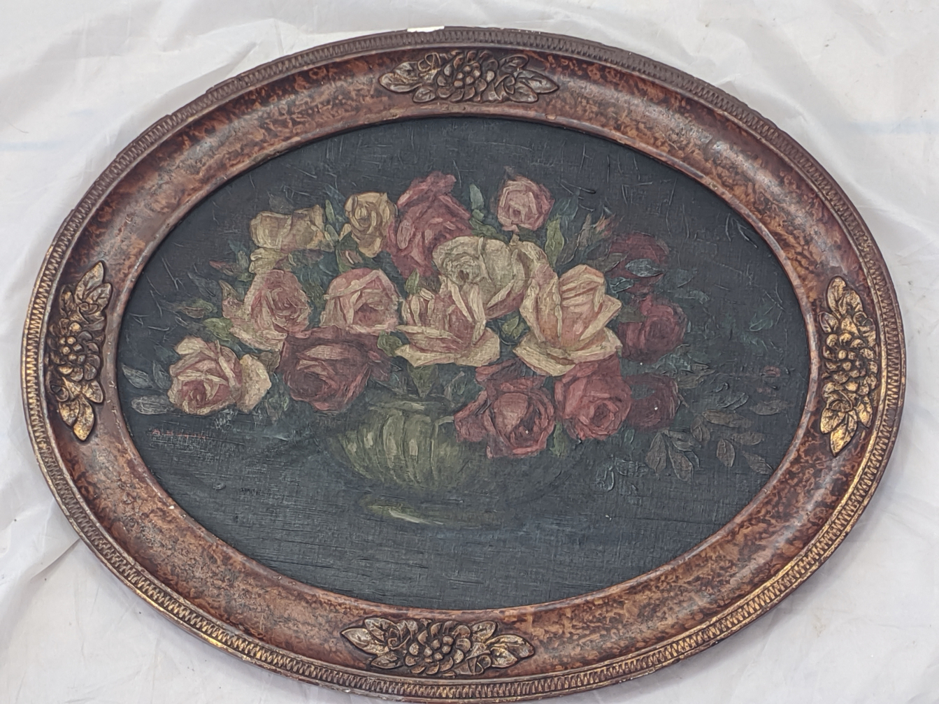 Adriano Bogoni (Italian, 1891-1970), still life of roses, oil on board, signed lower left, feigned