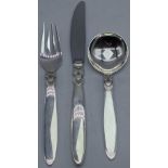A Georg Jensen silver Christening set comprising of a fork, knife and spoon, 197g