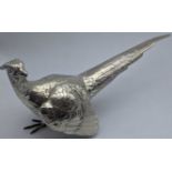 A silver model of a pheasant, hallmarked London, 1971, maker Edward Barnard & Sons Ltd, 384g, H.12cm