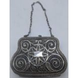 A late 19th century Russian filigree silver purse, H.5cm W.6.5cm