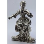A Continental silver model of a seated girl, 337g, H.13cm
