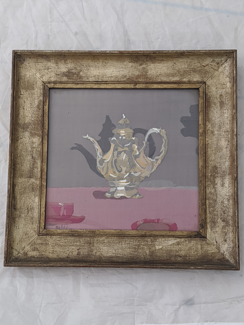 Mabel Maugham Beldy (early 20th century British), The Teapot, mixed media, signed in pen lower left, - Image 2 of 4