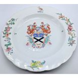 A Chinese export 18th century armorial porcelain plate, D.23.5cm