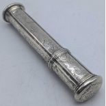 An 18th century French silver sealing wax case, 40.5g, L.10.5cm