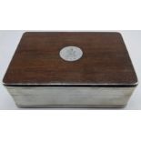 A Scottish silver box, wooden lid with crest, hallmarked Glasgow, 1961, maker Arthur Robert