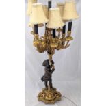 A large 19th century French ormolu candelabra by Susse Freres, central bronze cherub, Susse Freres