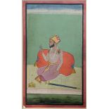 19th century Indian School, study of a nobleman, gouache with gilt, Mughal India, H.20cm W.11.5cm