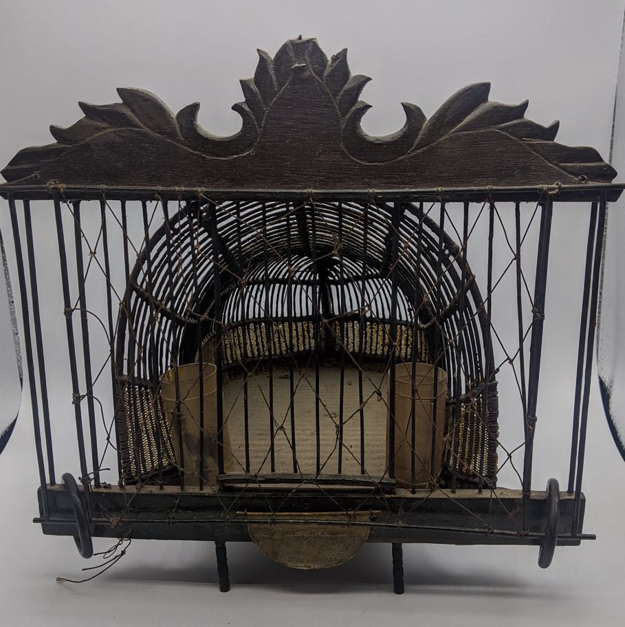 A Malay Quail trap (Jebak Puyuh) with carved wood and metal cage, Malay People, Malaysia or Southern - Image 3 of 3