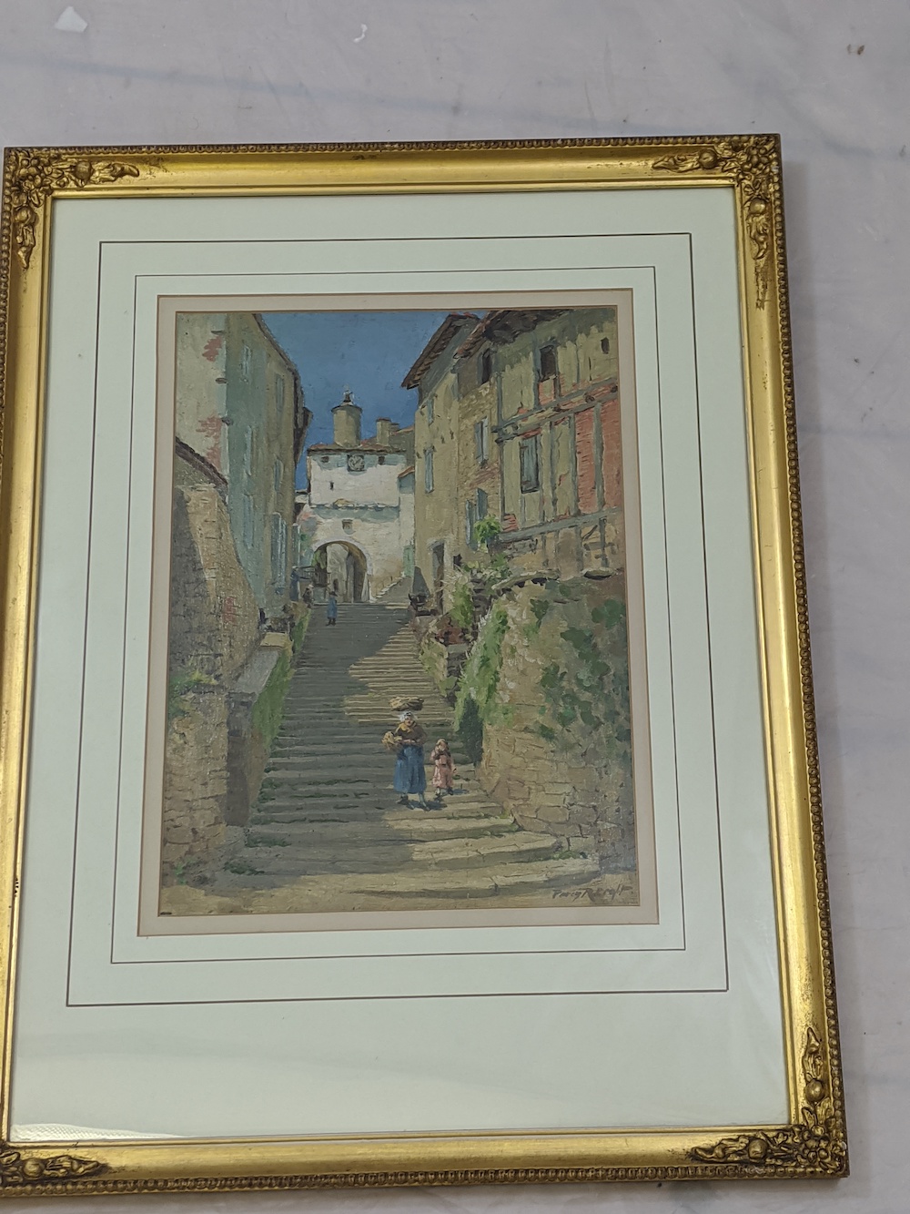 Percy Robert Craft (1856-1934), Escalier Pater Noster, Cordes, France, oil on board, signed lower - Image 3 of 6