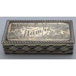An Edwardian silver stamp box, pierced sides and compartmentalised interior, hallmarked 1901-02,