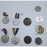 A collection of commemorative medals